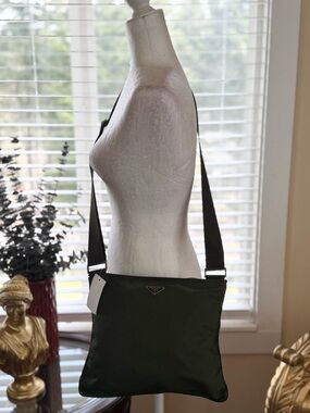 Prada Olive Green Cross Body Nylon Pouch with Pre-own